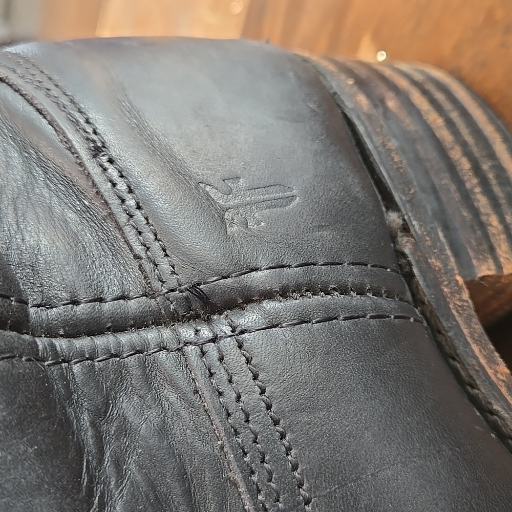 Frye Y2K Black Saddle Leather Campus Boots Womens Size 8.5 Made USA Retro Moto - Picture 14 of 14